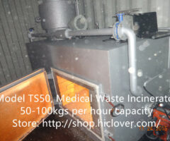 Model: TS50, Medical Waste Incinerator 50-100kgs per hour capacity