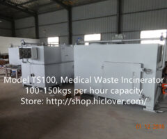 Model: TS100, Medical Waste Incinerator 100-150kgs per hour capacity